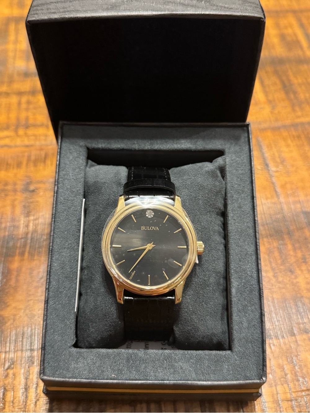 Bulova Gold-Tone Case Black Dial Men's Dress Watch